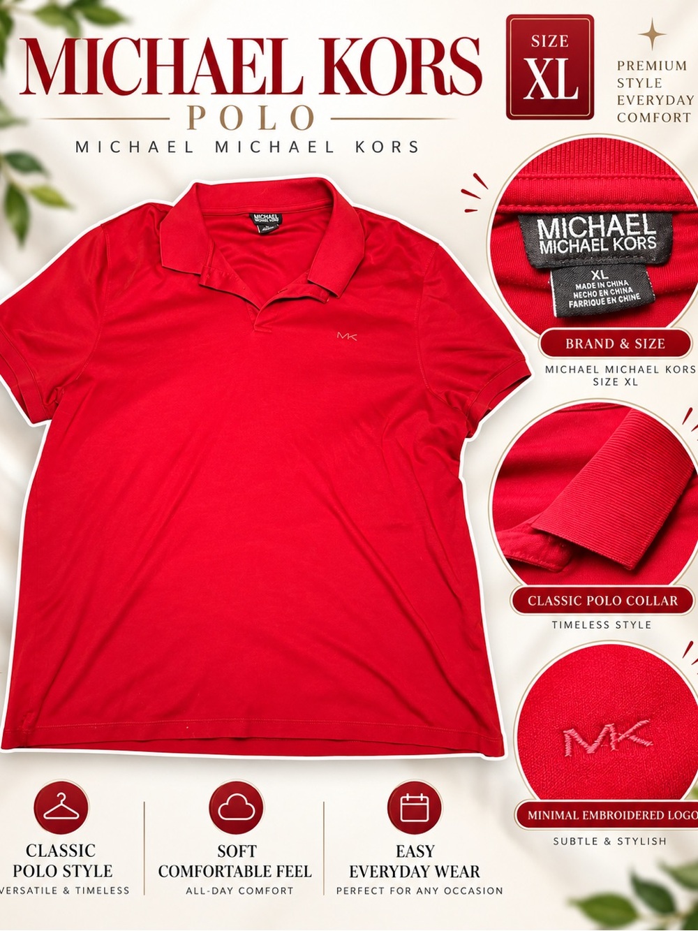 Michael Kors Red Menβs Polo Shirt
